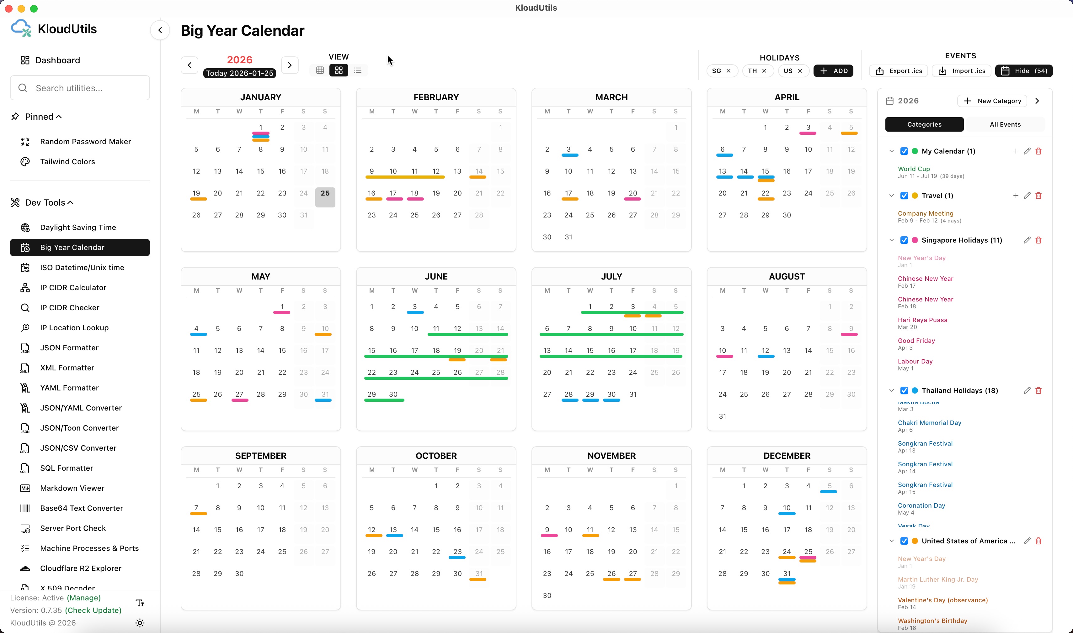 Monthly View Calendar